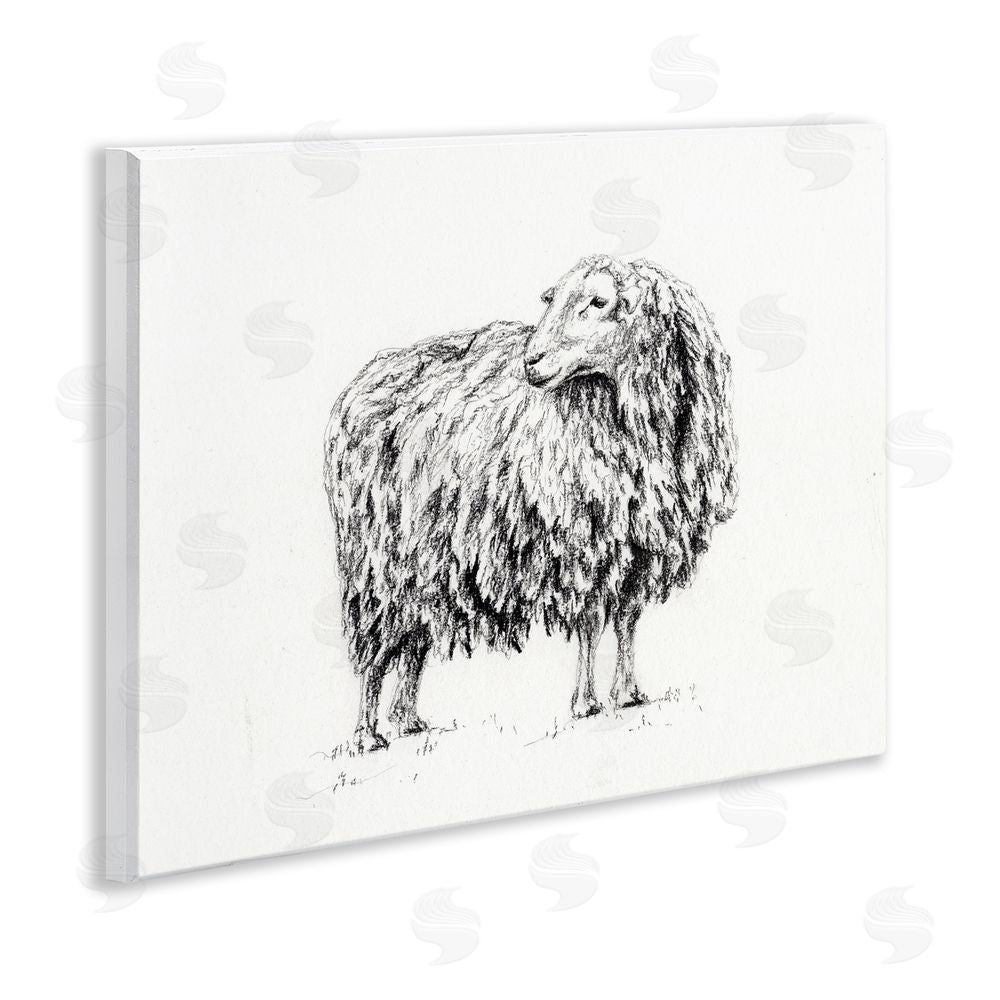 Leah Noel Art Sheep in Charcoal Wall Plaque Art Print