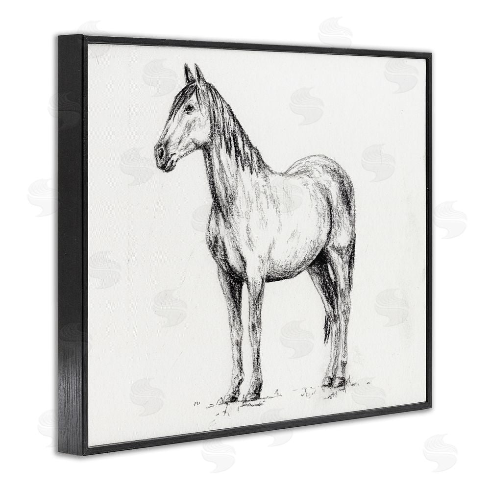 Leah Noel Art Horse In Charcoal Black Framed Giclee Wall Art Print