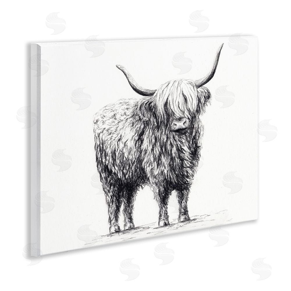 Leah Noel Art Highland Cow in Charcoal Wall Plaque Art Print
