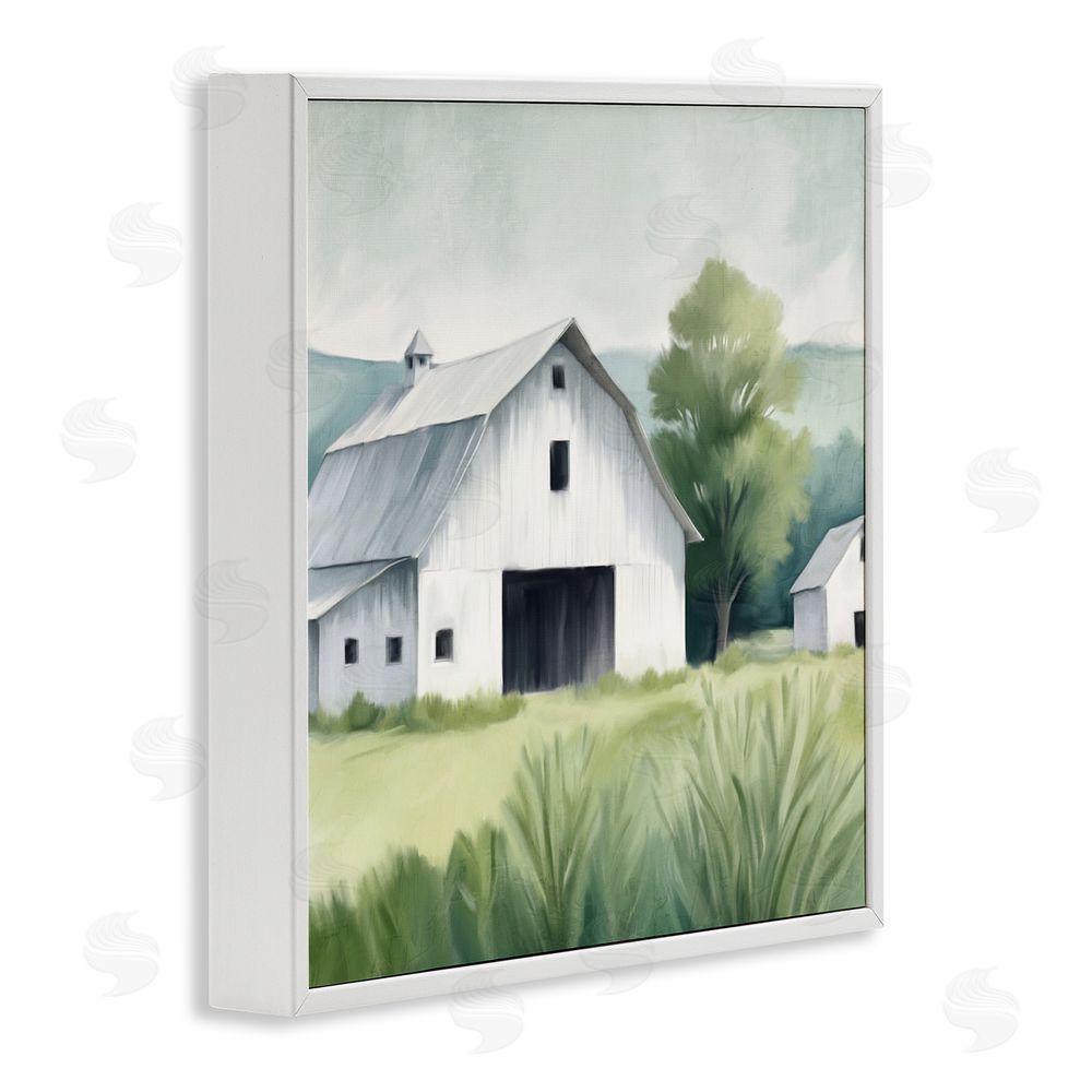 Kim Allen Farm Home White Barn White Framed Giclee Wall Art Print