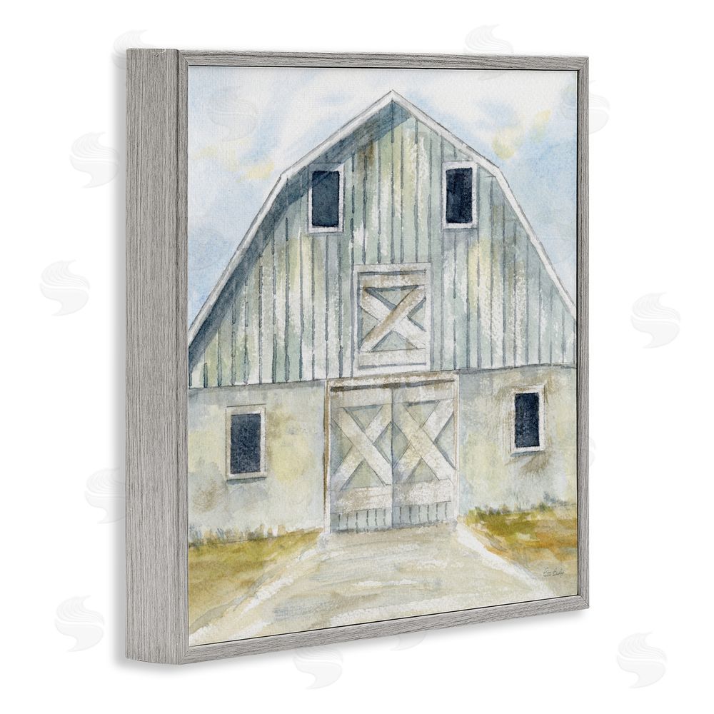 Patti Bishop Blue Gray Barn Gray Framed Giclee Wall Art Print
