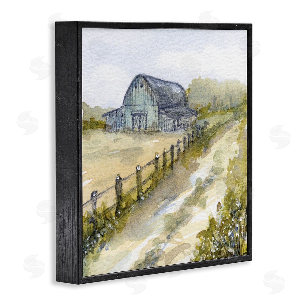 Patti Bishop Blue Barn Lane Black Framed Giclee Wall Art Print