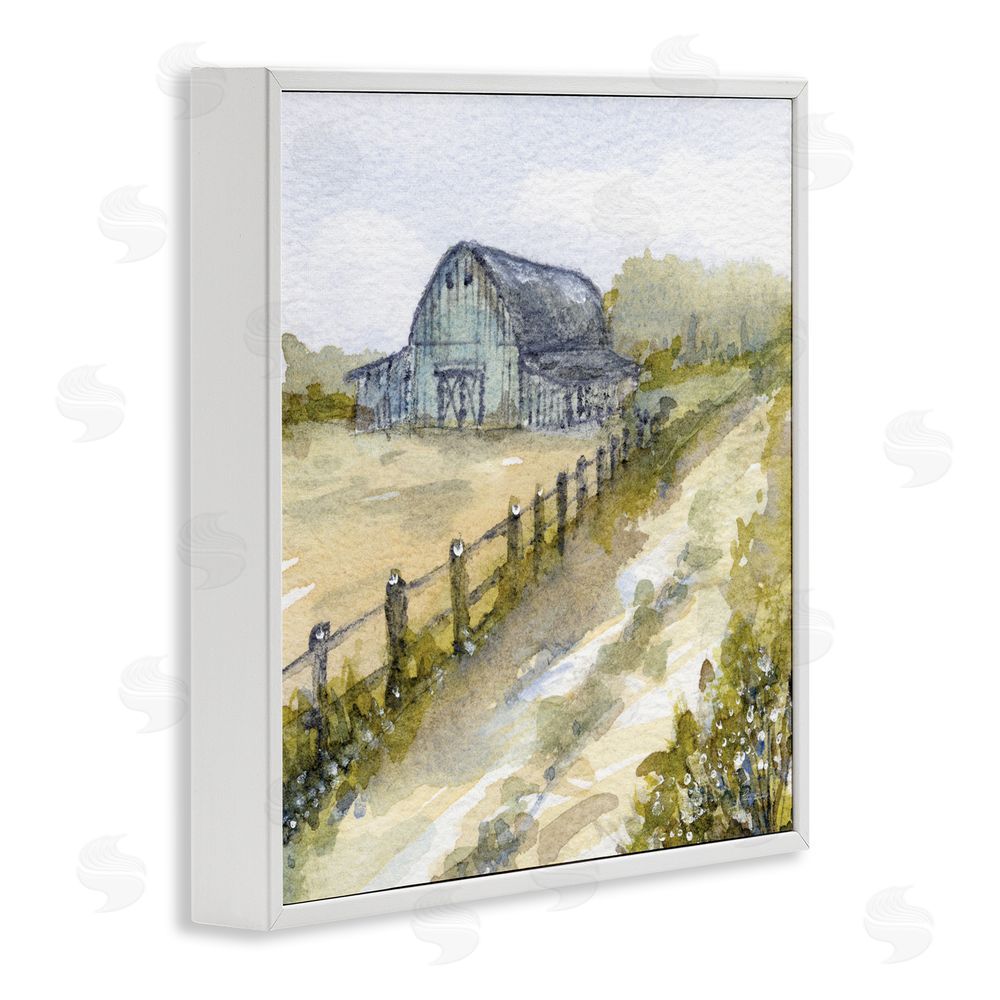 Patti Bishop Blue Barn Lane White Framed Giclee Wall Art Print