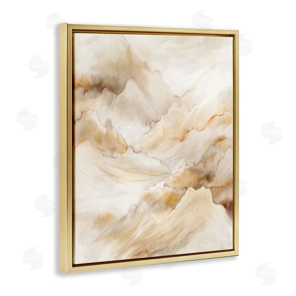 Kim Allen Neutral Land Flow Gold Floating Frame Canvas Wall Art Print