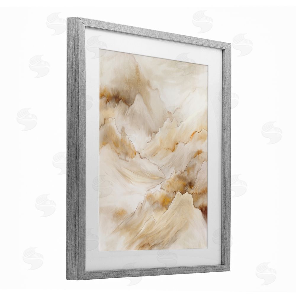 Kim Allen Neutral Land Flow Gray Framed Print Under Glass Wall Art