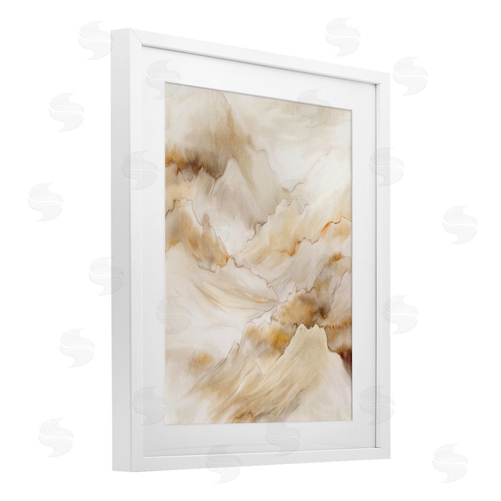 Kim Allen Neutral Land Flow White Framed Print Under Glass Wall Art