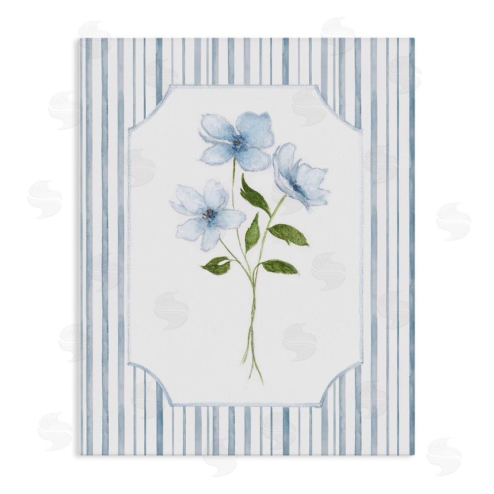 Tava Studios Soft Blooms & Stripes Stretched Canvas Wall Art Print