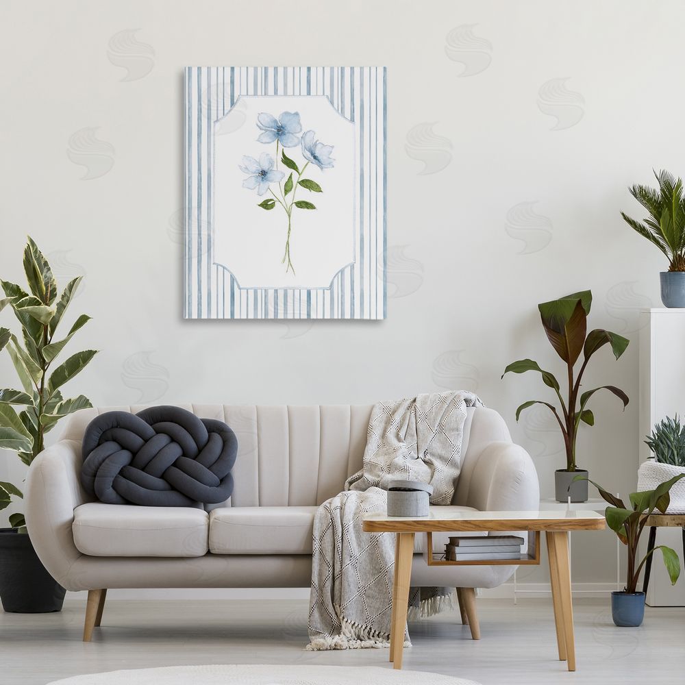 Tava Studios Soft Blooms & Stripes Stretched Canvas Wall Art in Room
