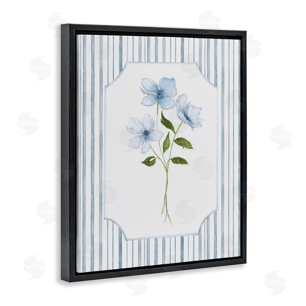Tava Studios Soft Blooms & Stripes Black Floating Frame Canvas Wall Art Print