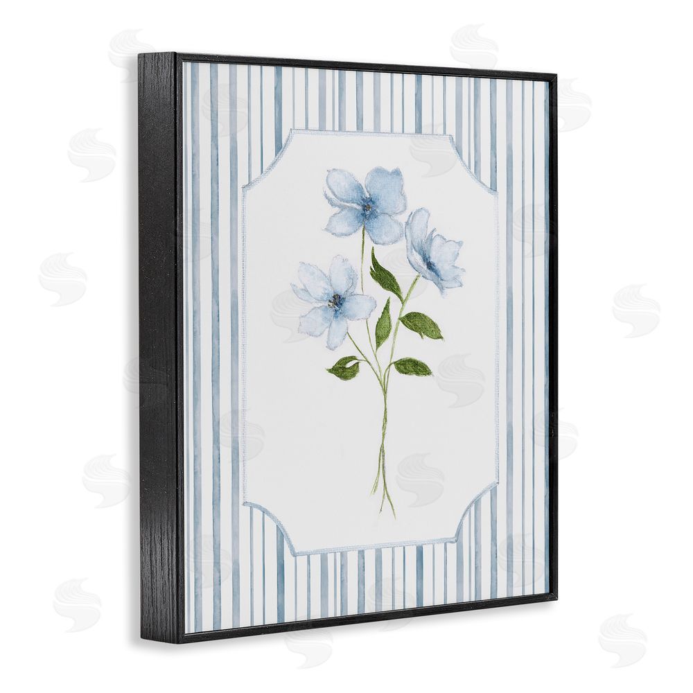 Tava Studios Soft Blooms & Stripes Black Framed Giclee Wall Art Print