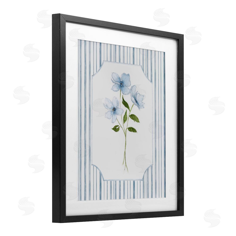 Tava Studios Soft Blooms & Stripes Black Framed Print Under Glass Wall Art