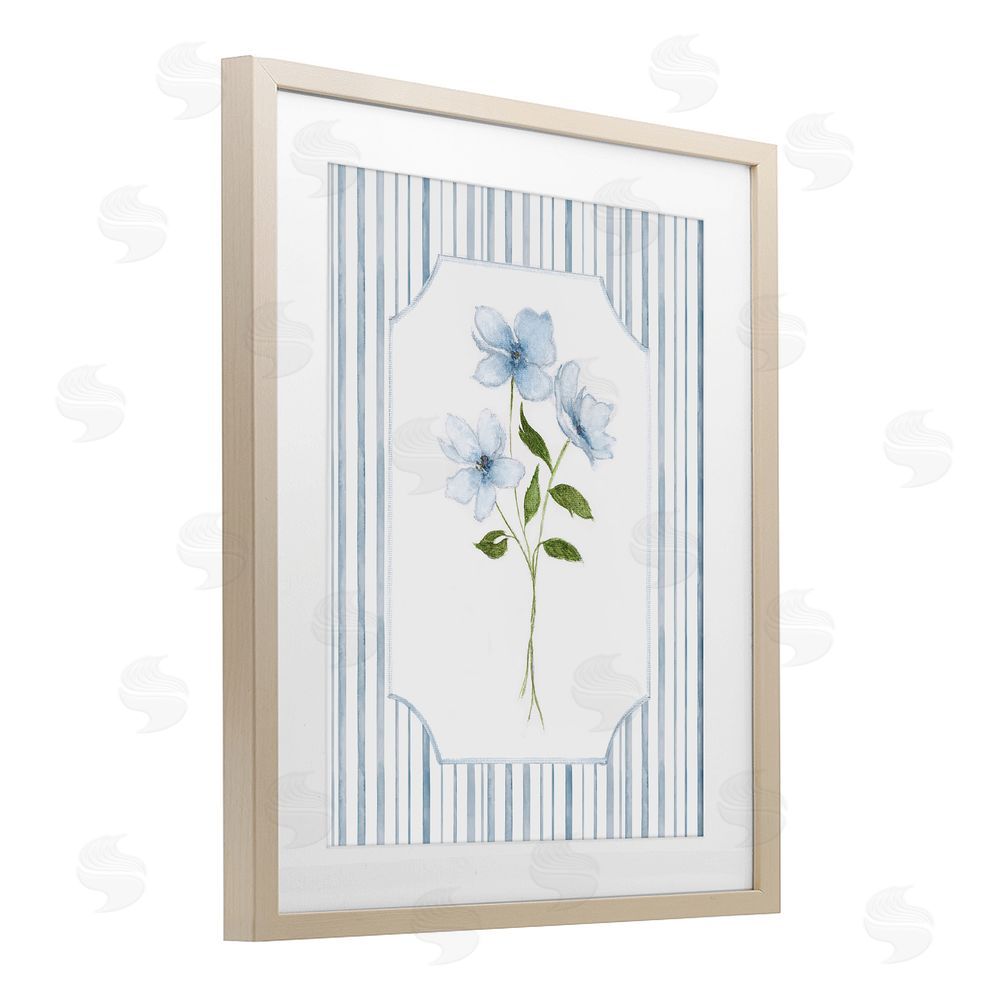 Tava Studios Soft Blooms & Stripes Birch Framed Print Under Glass Wall Art