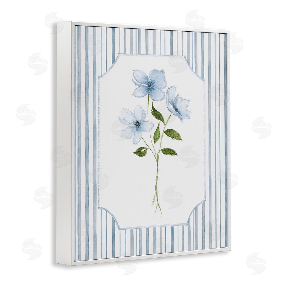 Tava Studios Soft Blooms & Stripes White Framed Giclee Wall Art Print