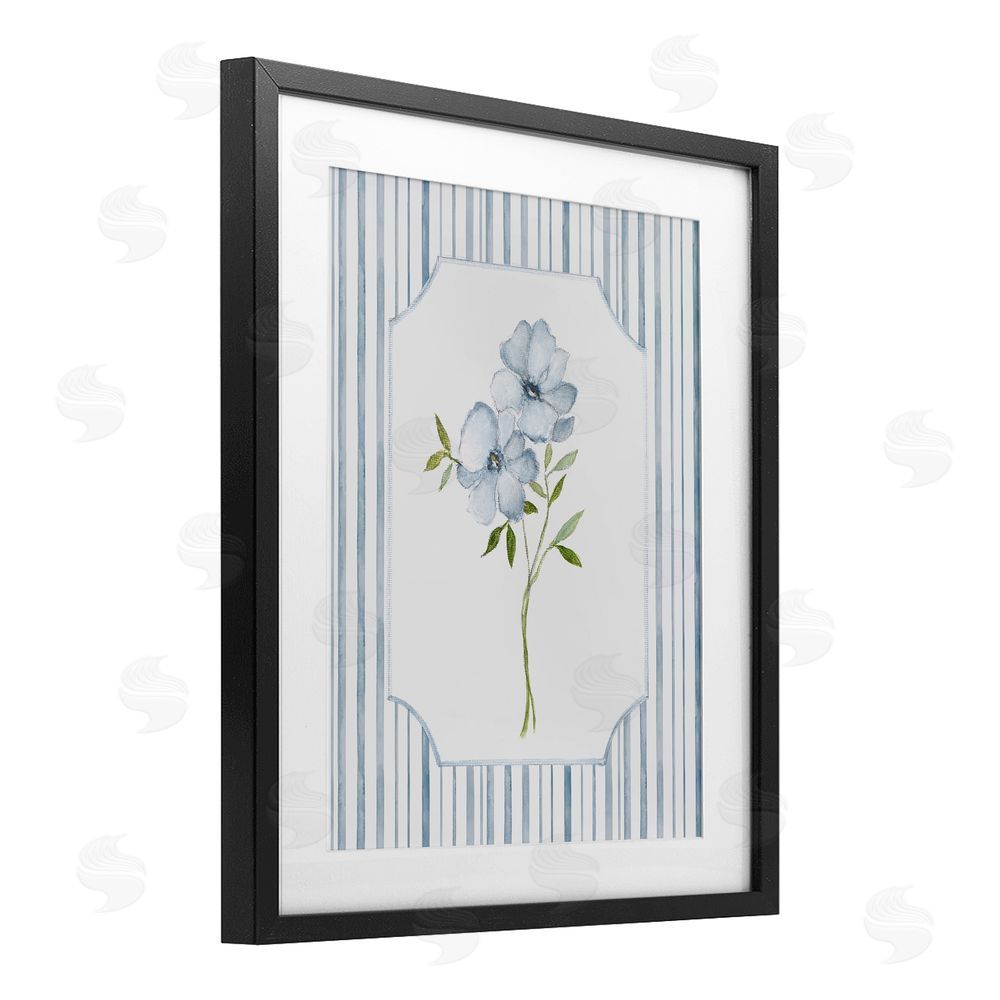 Tava Studios Blooms And Stripes Black Framed Print Under Glass Wall Art