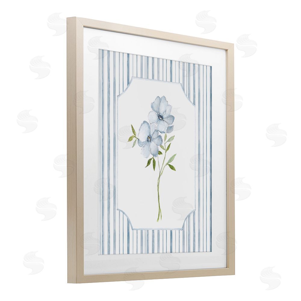 Tava Studios Blooms And Stripes Birch Framed Print Under Glass Wall Art