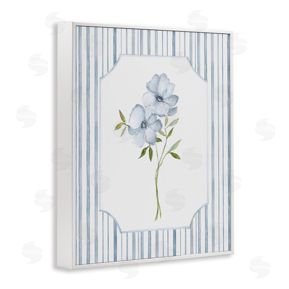 Tava Studios Blooms And Stripes White Framed Giclee Wall Art Print