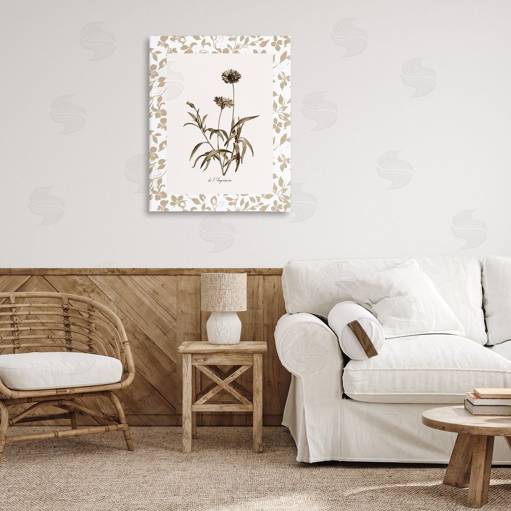 Kelly Donovan Neutral Imperial Flowers Canvas Wall Art Print in Room