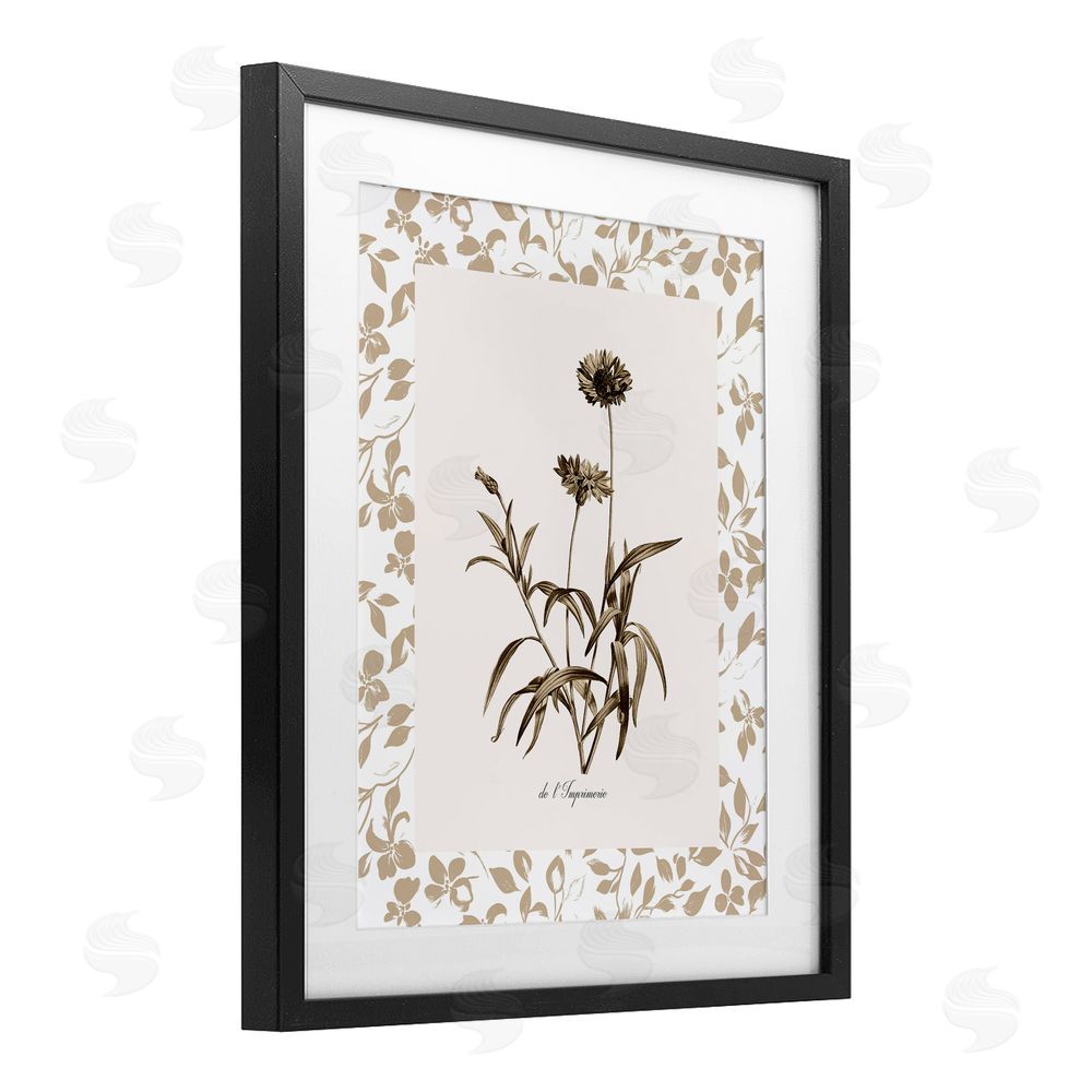 Kelly Donovan Neutral Imperial Flowers Black Framed Print Under Glass Wall Art