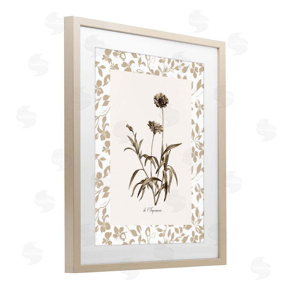 Kelly Donovan Neutral Imperial Flowers Birch Framed Print Under Glass Wall Art