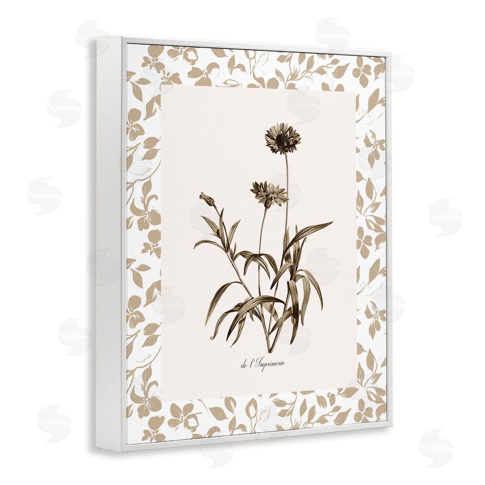 Kelly Donovan Neutral Imperial Flowers White Framed Giclee Wall Art Print