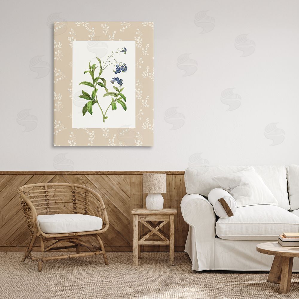 Val Rhodes Botanical Plate Design Stretched Canvas Wall Art in Room