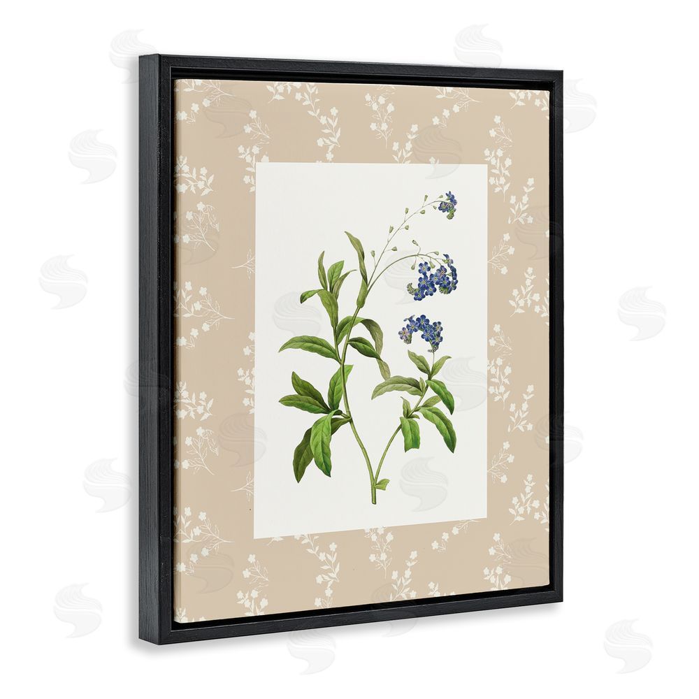 Val Rhodes Botanical Plate Design Black Floating Frame Canvas Wall Art Print