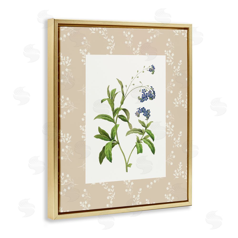 Val Rhodes Botanical Plate Design Gold Floating Frame Canvas Wall Art Print