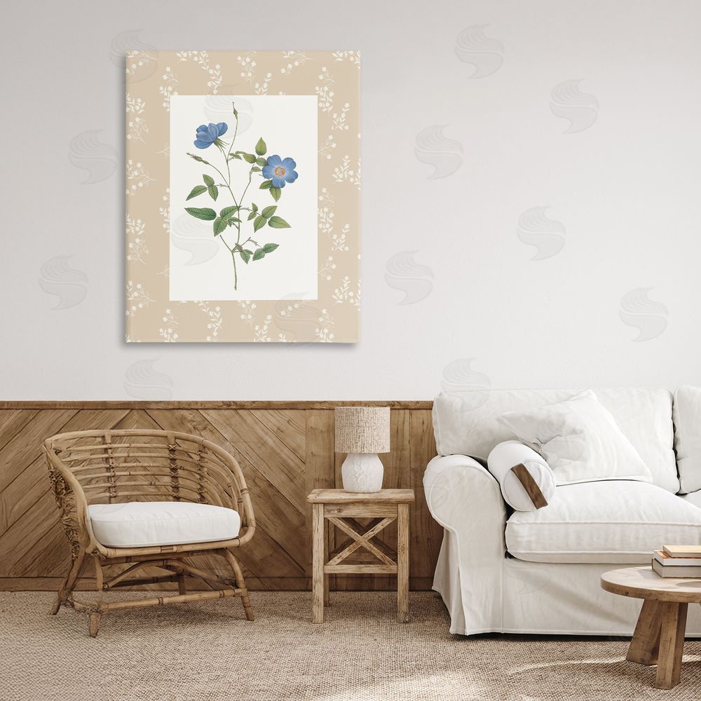 Val Rhodes Vintage Botanical Plate Stretched Canvas Wall Art in Room