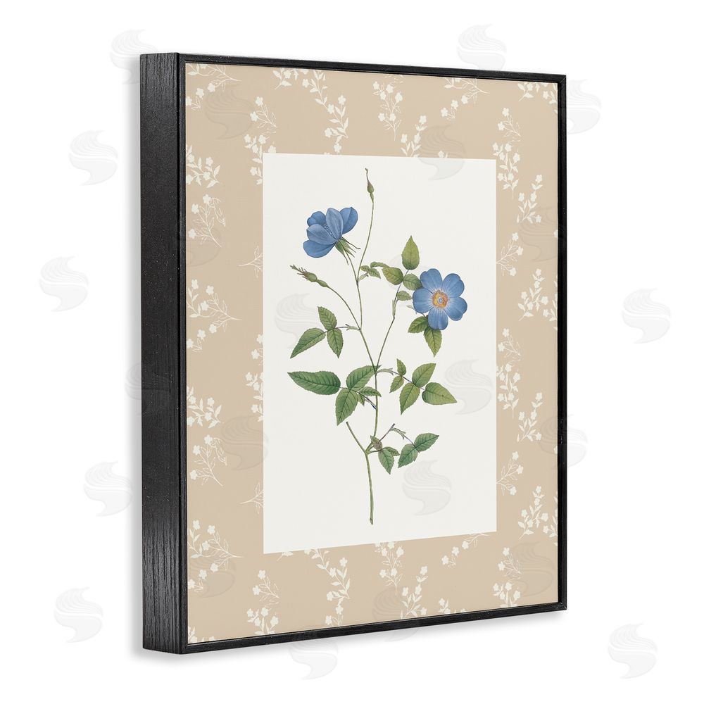 Val Rhodes Vintage Botanical Plate Black Framed Giclee Wall Art Print