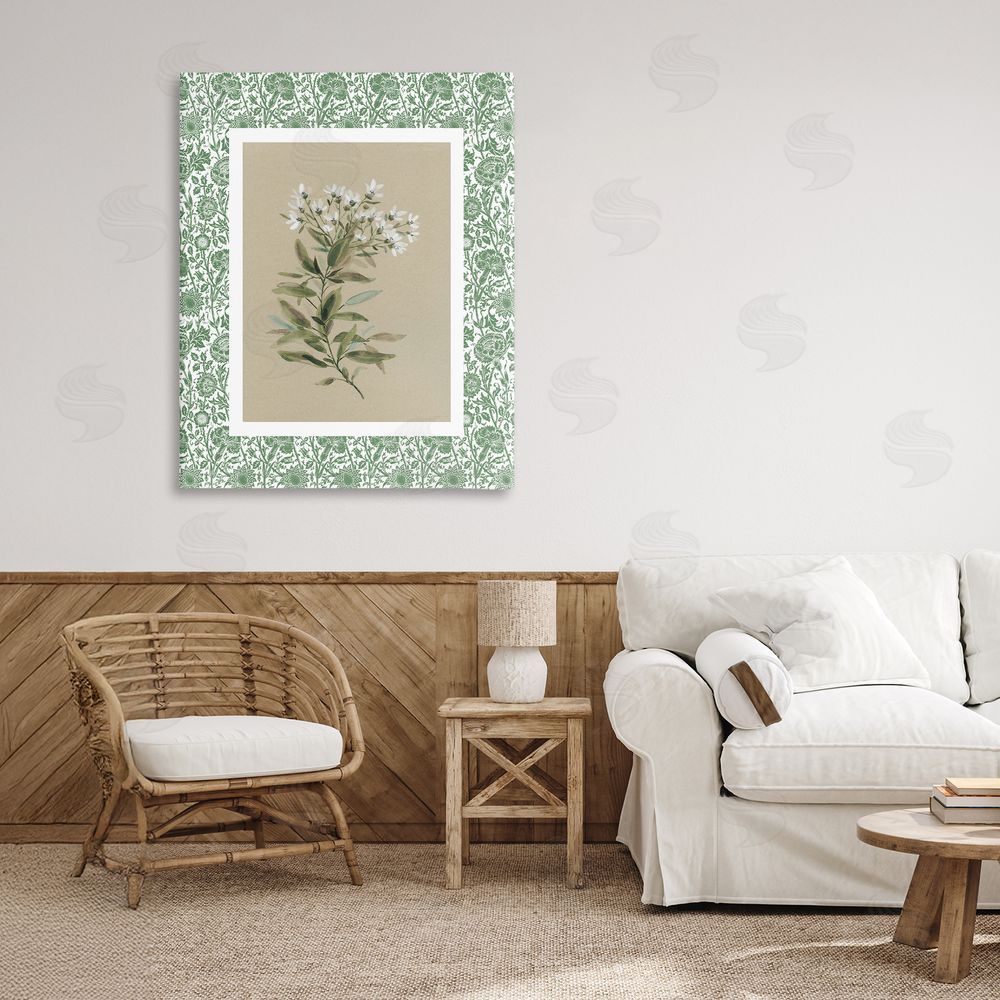 Carol Robinson Green Botanical Pattern Canvas Wall Art Print in Room