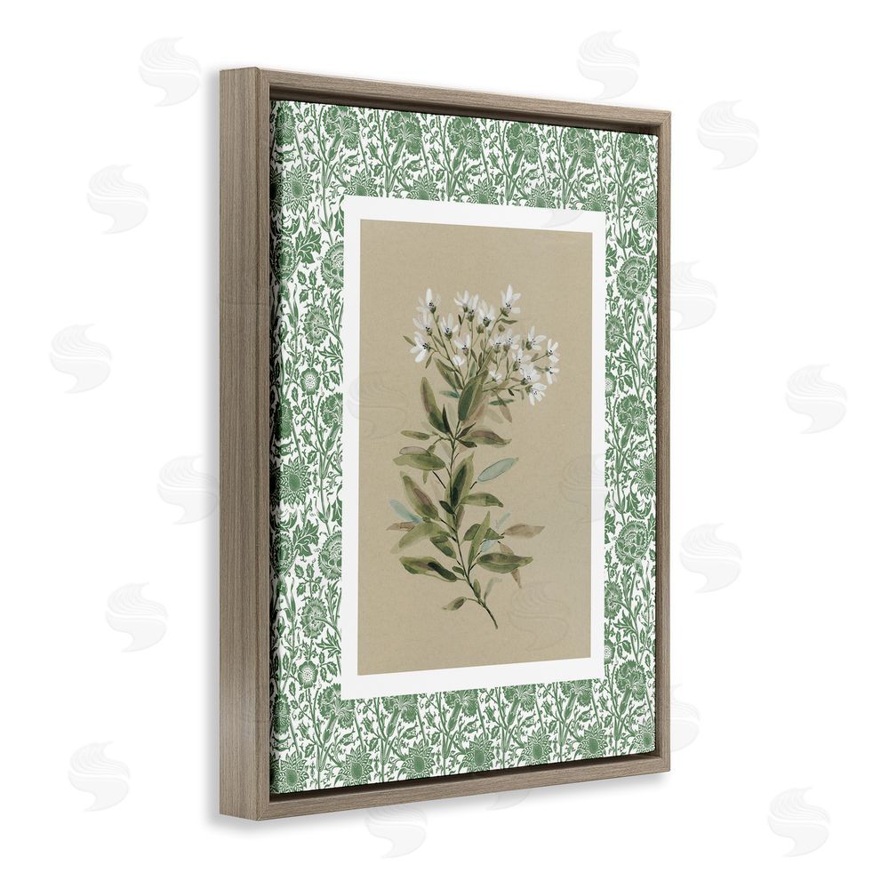 Carol Robinson Green Botanical Pattern Brown Floating Frame Canvas Wall Art Print