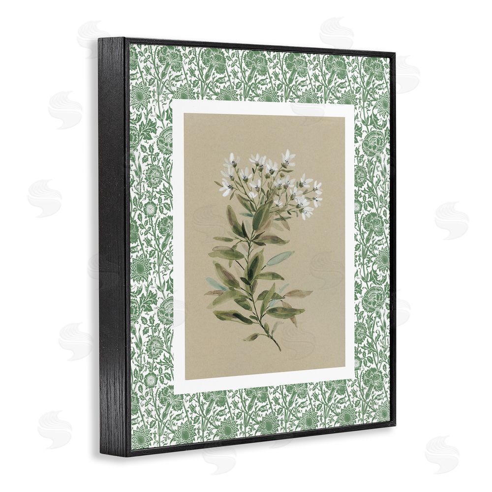 Carol Robinson Green Botanical Pattern Black Framed Giclee Wall Art Print