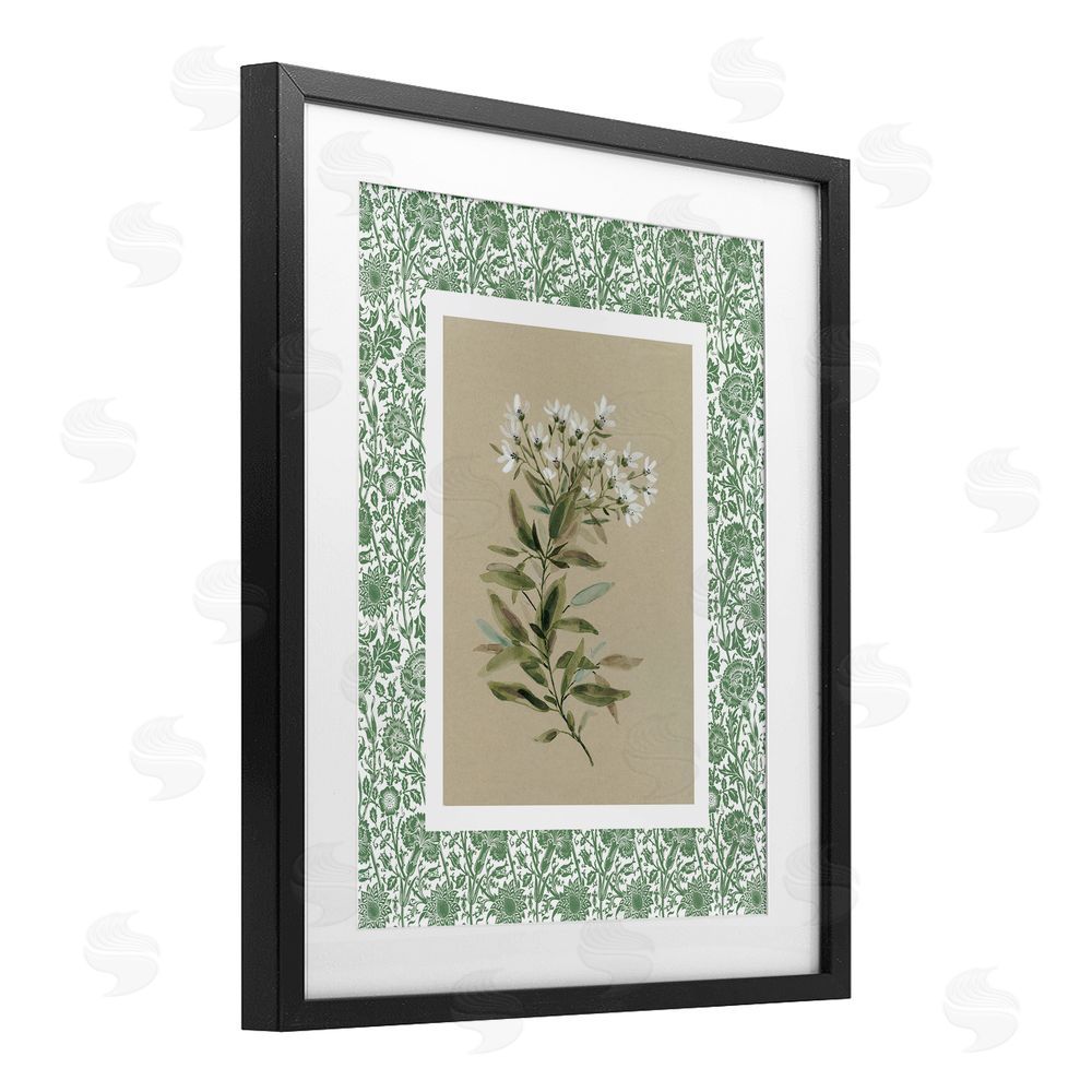 Carol Robinson Green Botanical Pattern Black Framed Print Under Glass Wall Art