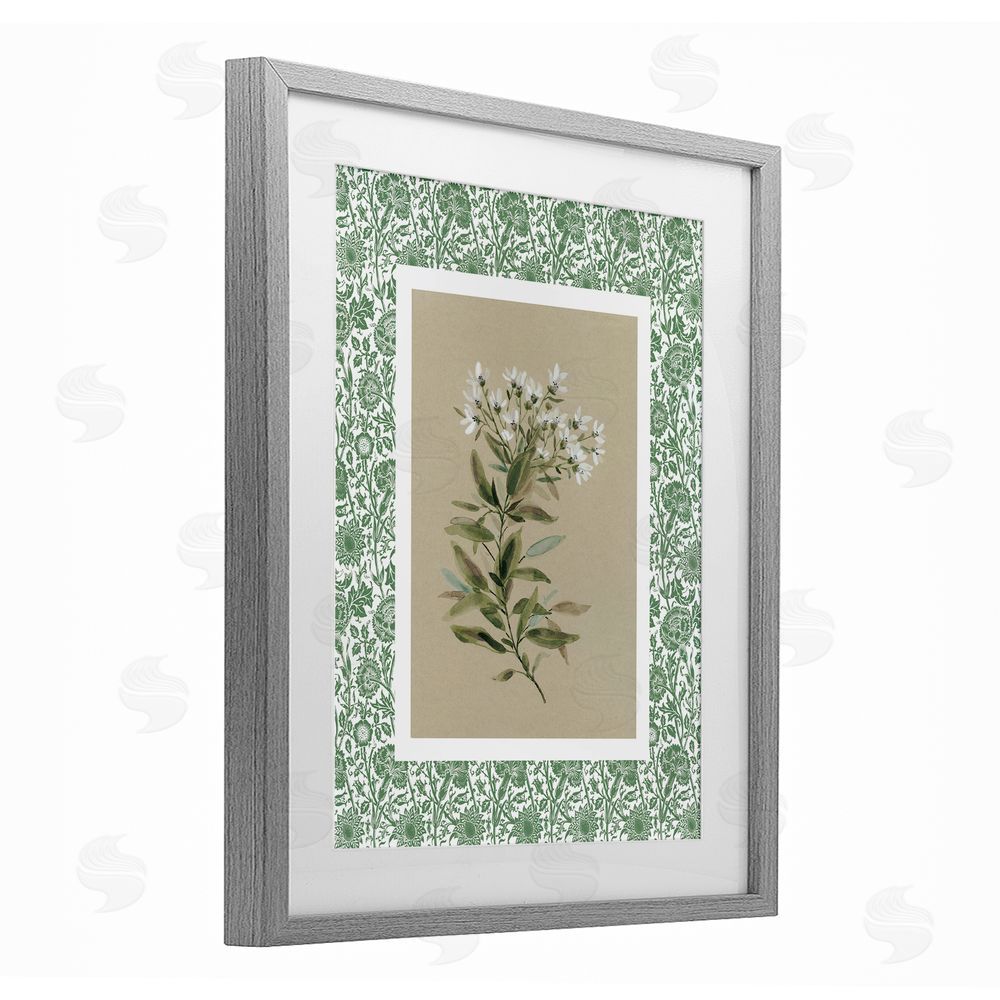 Carol Robinson Green Botanical Pattern Gray Framed Print Under Glass Wall Art