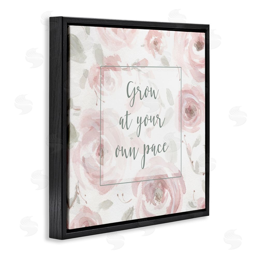Carol Robinson Grow at Your Pace Florals Black Floating Frame Canvas Wall Art Print