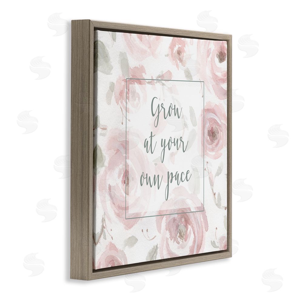 Carol Robinson Grow at Your Pace Florals Brown Floating Frame Canvas Wall Art Print
