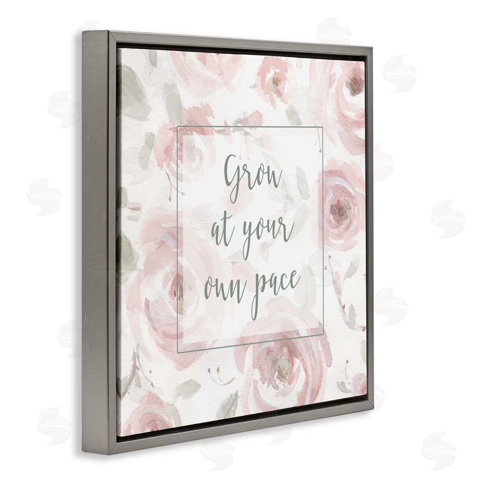 Carol Robinson Grow at Your Pace Florals Gray Floating Frame Canvas Wall Art Print