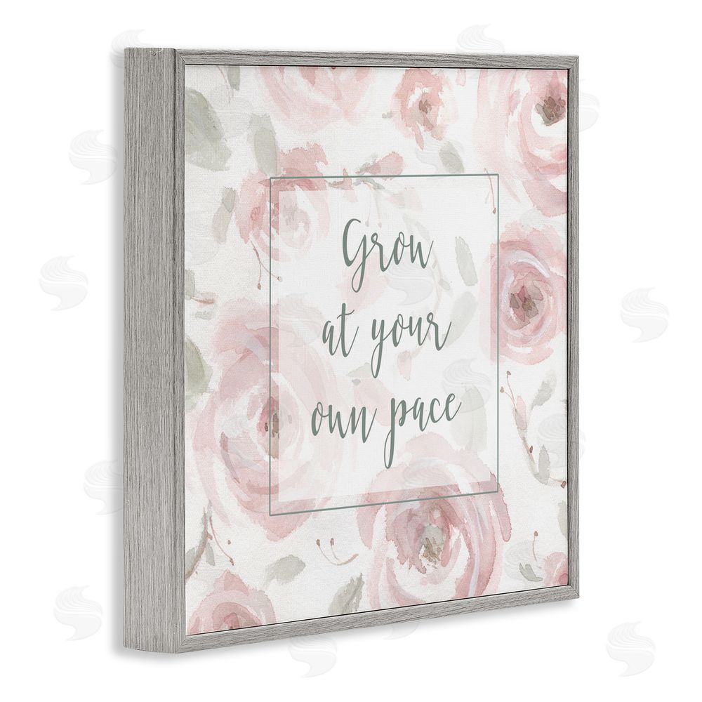 Carol Robinson Grow at Your Pace Florals Gray Framed Giclee Wall Art Print