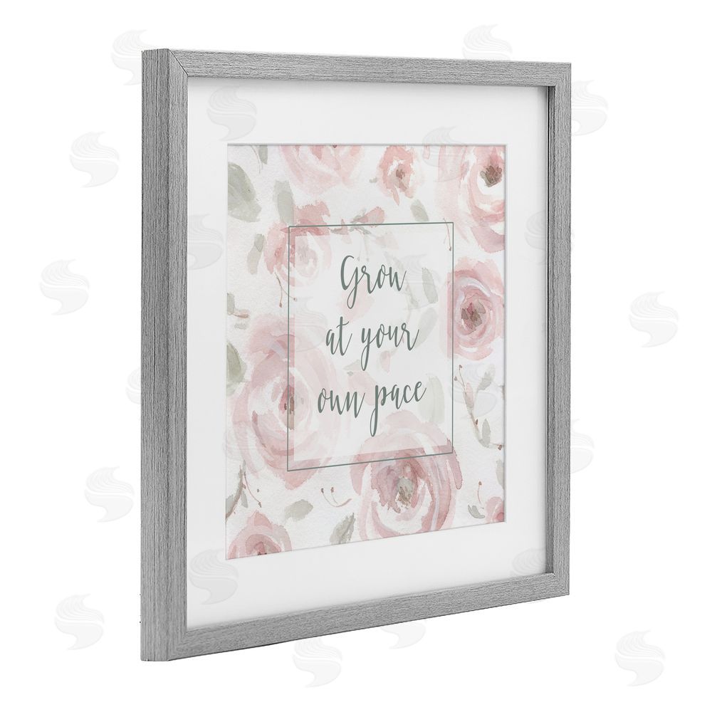 Carol Robinson Grow at Your Pace Florals Gray Framed Print Under Glass Wall Art