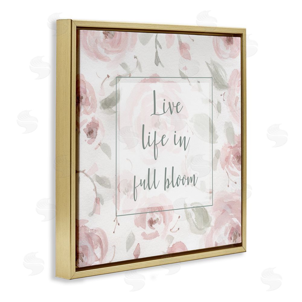 Carol Robinson Live Full Bloom Florals Gold Floating Frame Canvas Wall Art Print