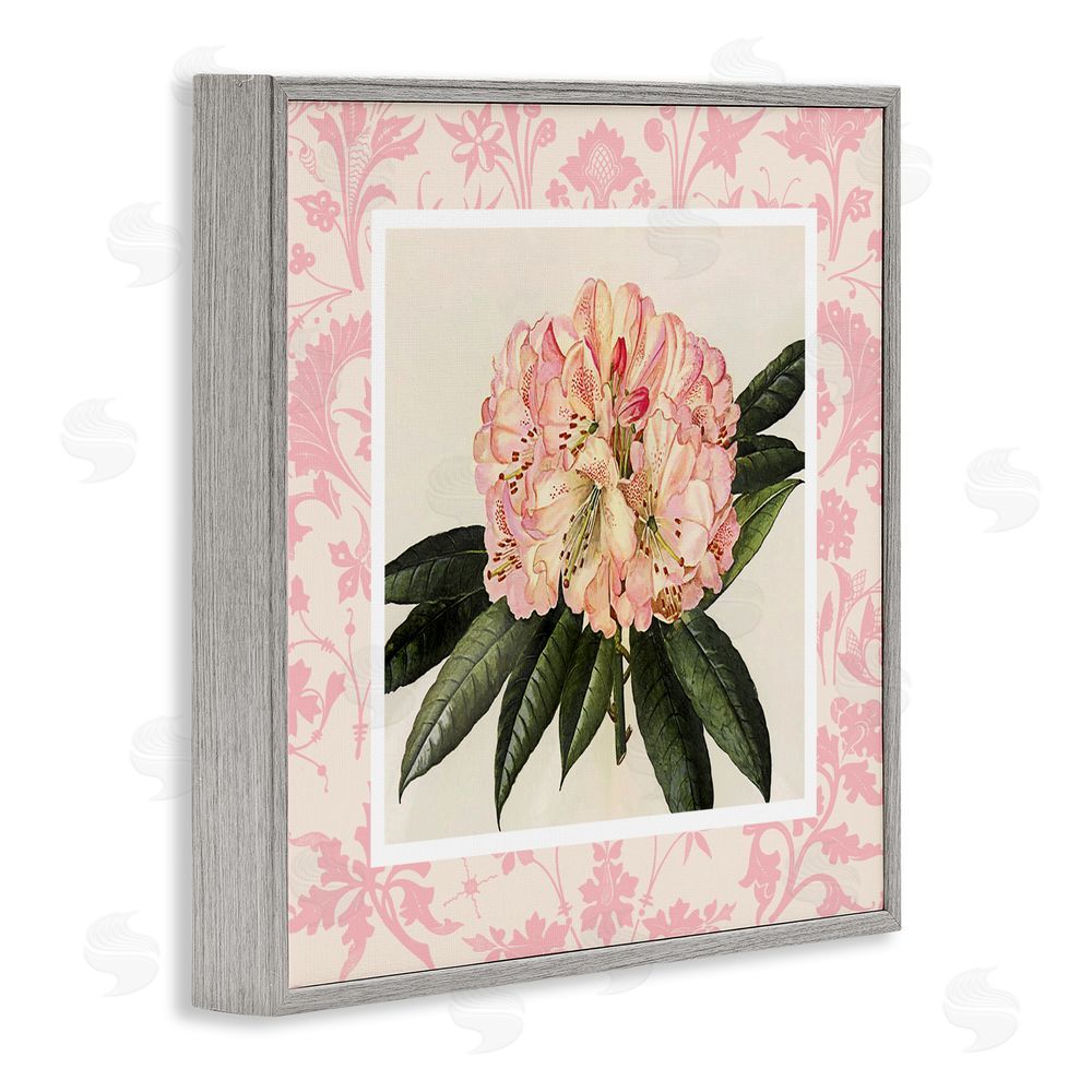 Livi Finn Pink Pattern Botanical Gray Framed Giclee Wall Art Print