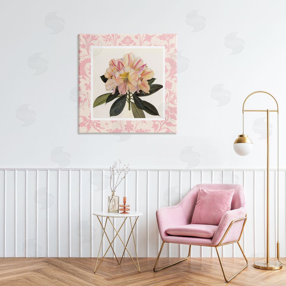 Livi Finn Pink Vintage Pattern Botanical Canvas Wall Art Print in Room