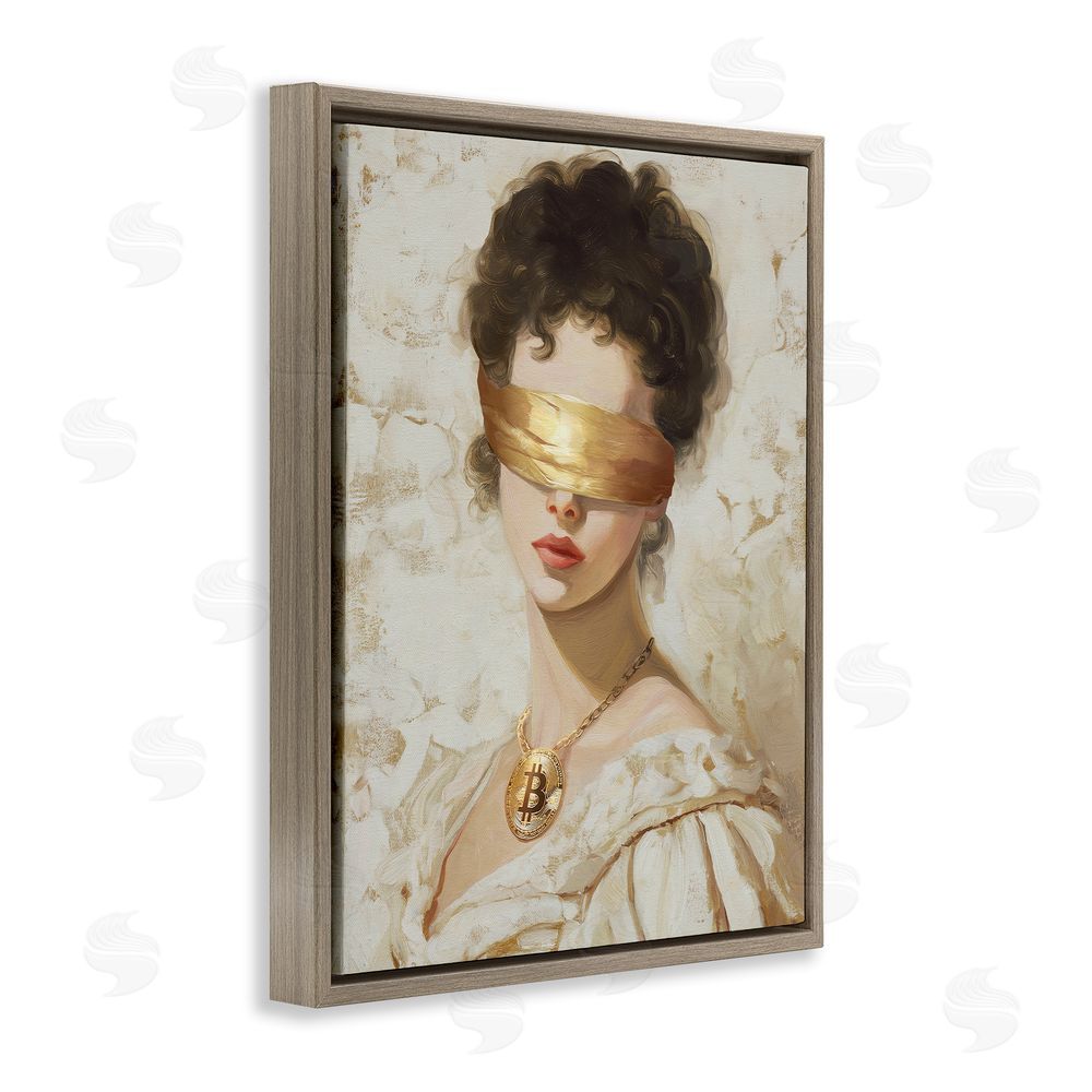 Svetlana Aleynikova Crypto Veil Portrait Brown Floating Frame Canvas Wall Art Print