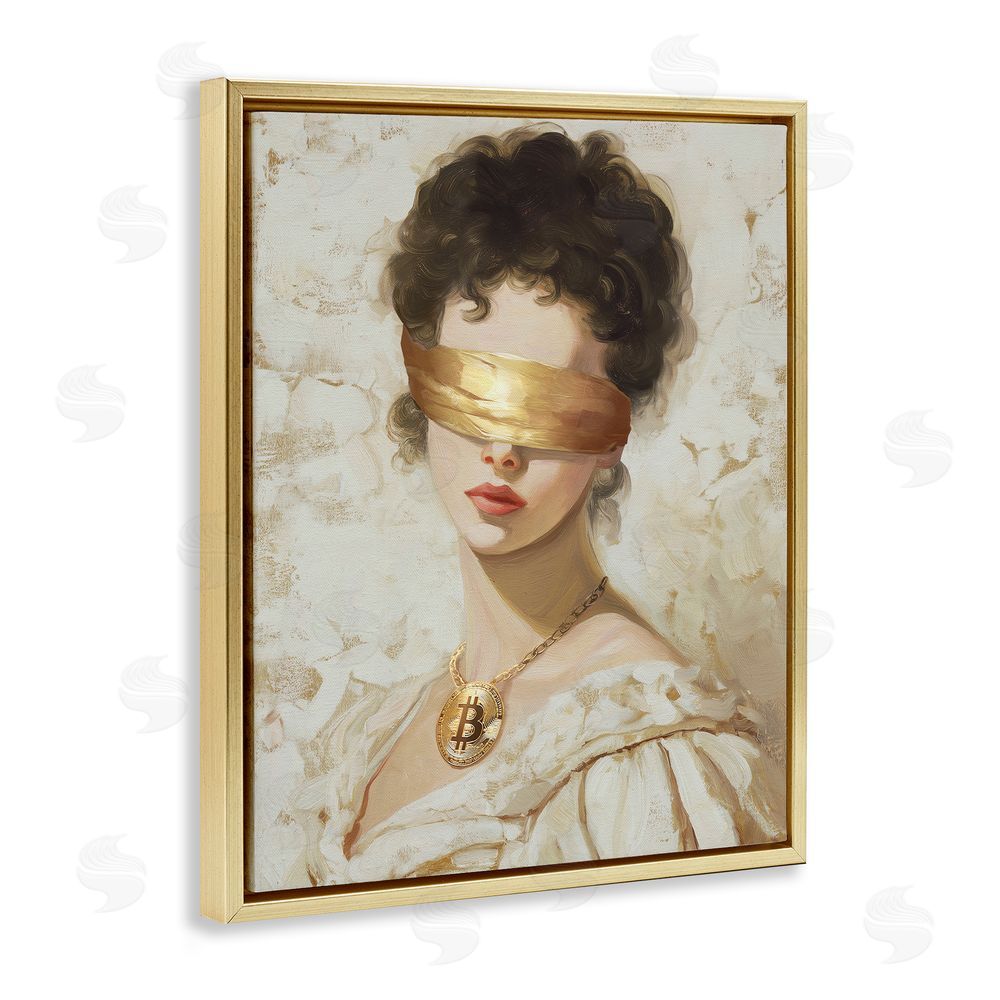 Svetlana Aleynikova Crypto Veil Portrait Gold Floating Frame Canvas Wall Art Print