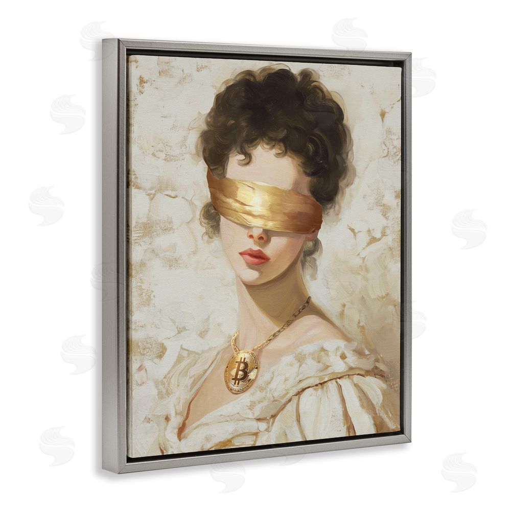 Svetlana Aleynikova Crypto Veil Portrait Gray Floating Frame Canvas Wall Art Print