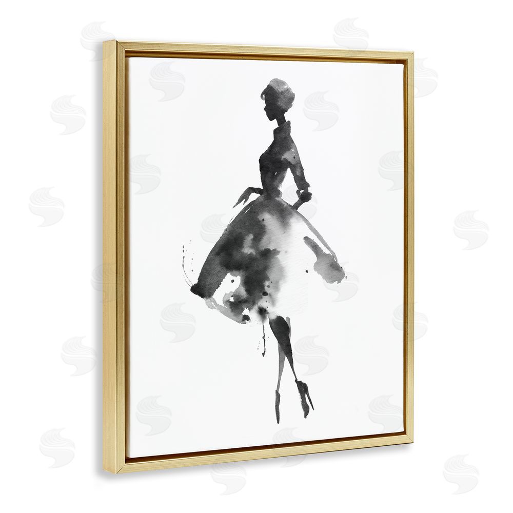 Svetlana Aleynikova Whispers Of Glamour Silhouette Gold Floating Frame Canvas Wall Art Print