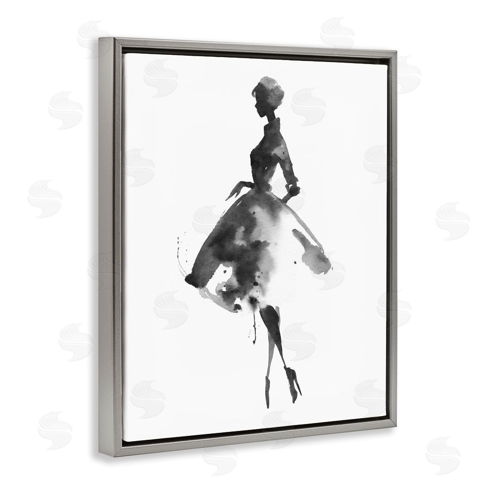 Svetlana Aleynikova Whispers Of Glamour Silhouette Gray Floating Frame Canvas Wall Art Print