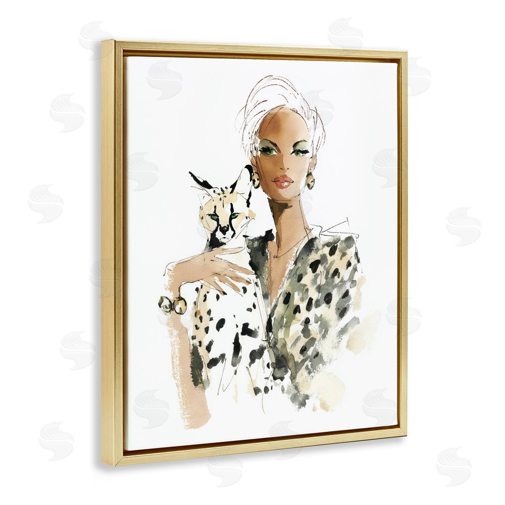 Svetlana Aleynikova Fashion Hunt Elegant Woman Gold Floating Frame Canvas Wall Art Print