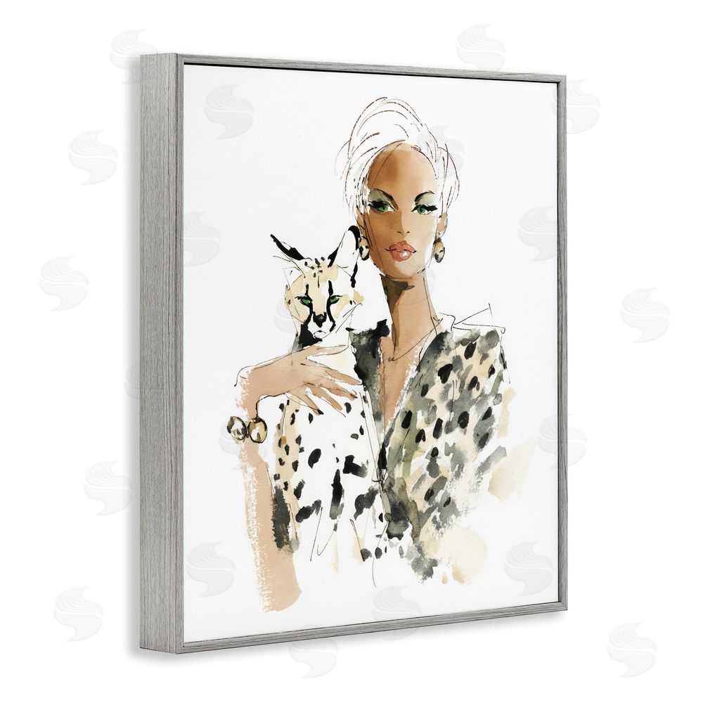 Svetlana Aleynikova Fashion Hunt Elegant Woman Gray Framed Giclee Wall Art Print
