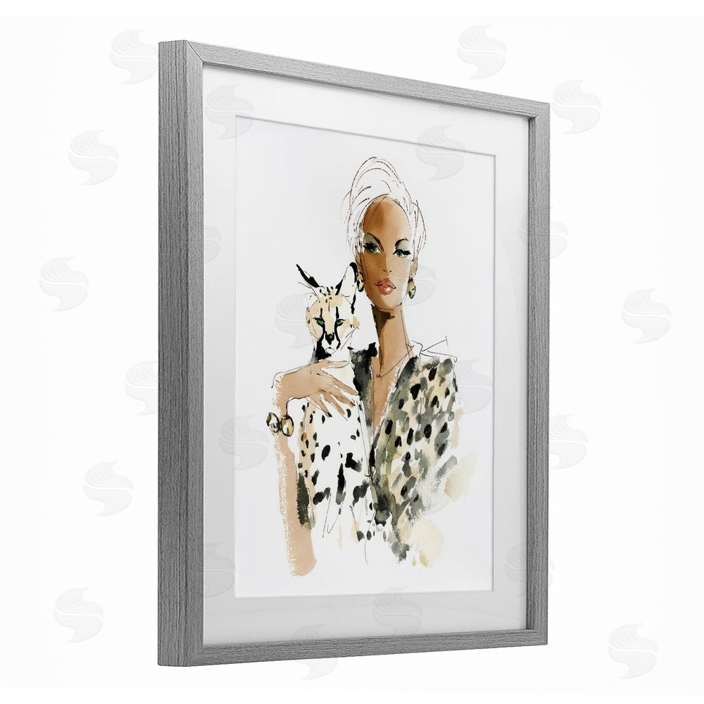 Svetlana Aleynikova Fashion Hunt Elegant Woman Gray Framed Print Under Glass Wall Art
